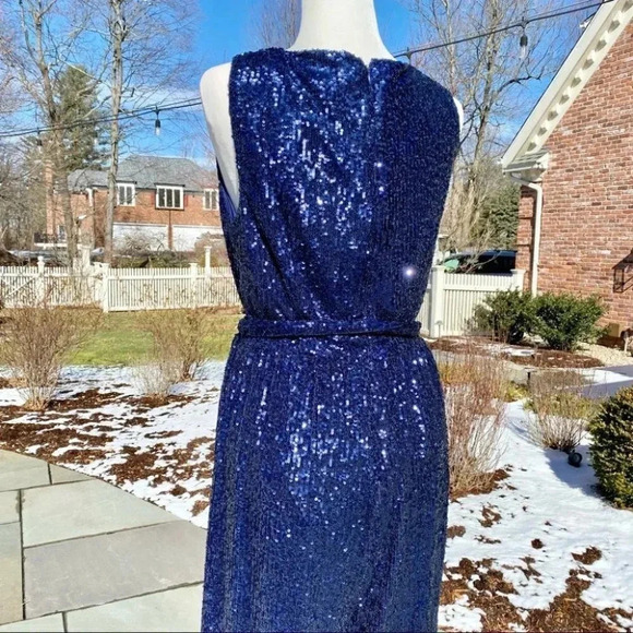 NWT BHLDN Sachin and Babi Somers Sequin Wide Leg Wedding Jumpsuit Party in Blue - Picture 12 of 17